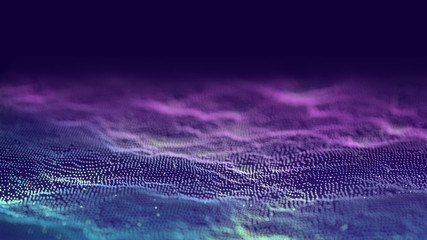 3d abstract digital technology background. Futuristic sci-fi user interface concept with gradient dots and lines. Big data, artificial intelligence, music hud. Blockchain and cryptocurrency