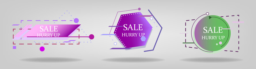 Set of abstract modern graphic elements. Dynamical colored forms and line.