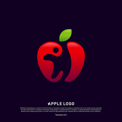Apple with Fun People Healthy life logo concept. Apple Creative Logo vector template. Icon symbol