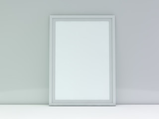 White blank photo frame mockup over background. 3D