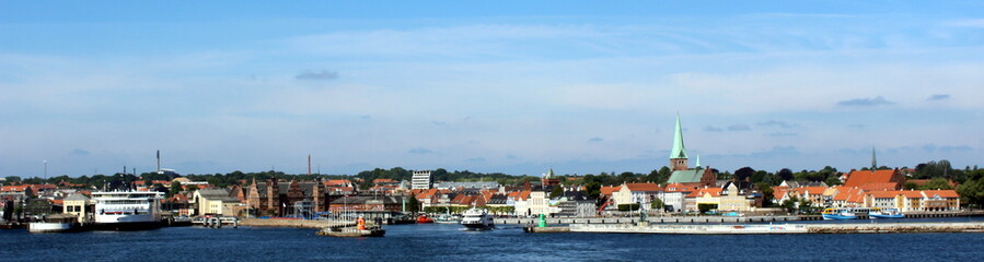 Fototapeta na wymiar Panoramic view of Helsingor, Denmark taken from the ferry