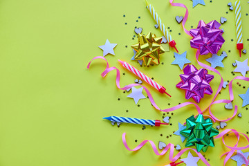 yellow background, the concept of party time, an invitation to a birthday or other celebration.