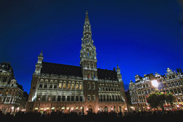 Fototapeta na wymiar Brussels, Belgium, view of the City Hall at dusk
