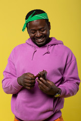 Kind young man going to eat dessert