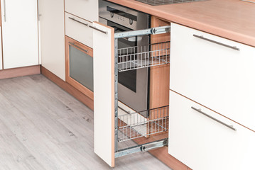 Photo of a kitchen sliding drying cabinet