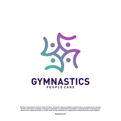 Fun People Healthy logo design concept vector.Gymnastics logo template. People care Icon Symbol