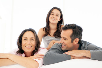 Fototapeta premium Family with one child - teenage girl - parents - portrait