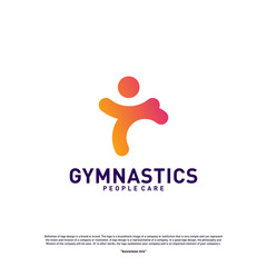 Fun People Healthy logo design concept vector.Gymnastics logo template. People care Icon Symbol