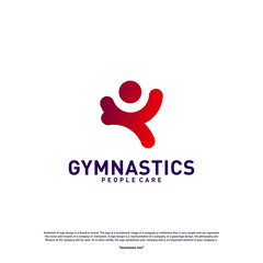 Fun People Healthy logo design concept vector.Gymnastics logo template. People care Icon Symbol