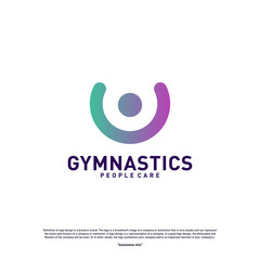 Fun People Healthy logo design concept vector.Gymnastics logo template. People care Icon Symbol