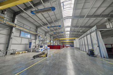 Large, spacious and light assembly shop. Manufacture of trailed and mounted agricultural equipment
