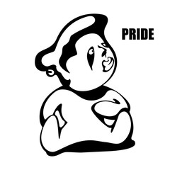 pride. hand drawn vector monochrome outline cartoon character illustration with white background