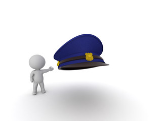 3D Character highlighting a police man hat