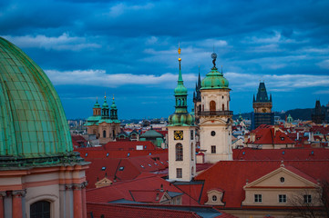 View on the roofs in Stare Misto. Prague. Sunset