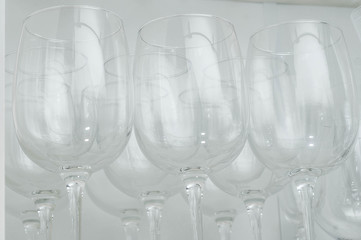 wine glasses closeup on white background