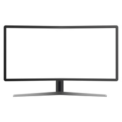 Realistic curved TV monitor mockup isolated. Vector