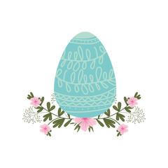 easter egg flowers and leafs isolated icon