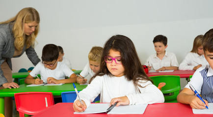 Girl at lesson in elementary school