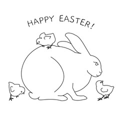 white easter bunny with egg and small chick