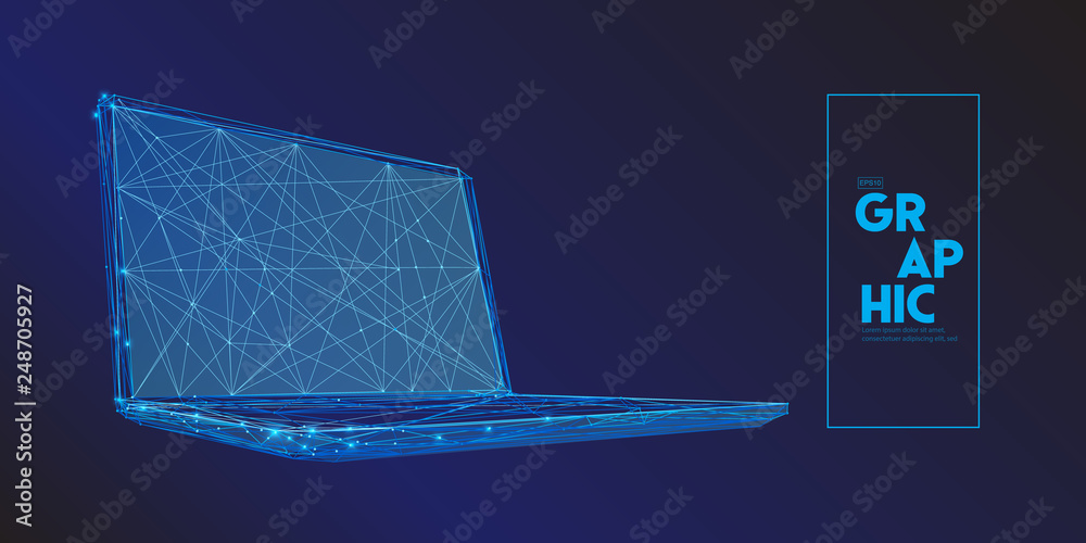 Poster laptop computer composed of polygons