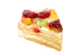 Fruit cheesecake isolated on white background