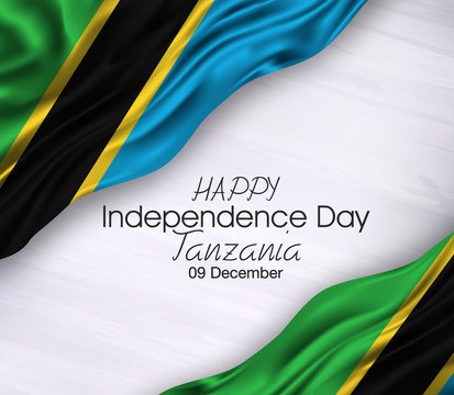 Vector illustration of Happy tanzania Waving flags isolated on gray background ,.09 december.