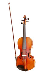 classic musical instrument, old violin isolated on a white background