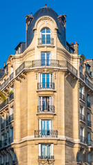 Fototapeta premium Paris, ancient building, typical narrow facade in the center