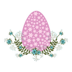 easter egg flowers and leafs isolated icon