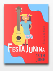 Naklejka premium Festa Junina Retro Poster