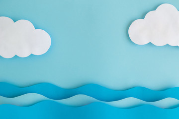 High angle view of ocean and clouds abstract.