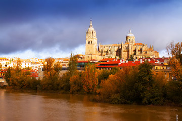 Fototapeta na wymiar Salamanca Cathedral in autumn. Spain