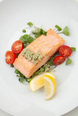 Fried Salmon With Wasabi Caviar