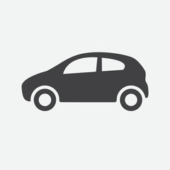 Car icon, vector vechicle sign, automobile illustration. Black shape isolated on white. Flat design for web, website, mobile app