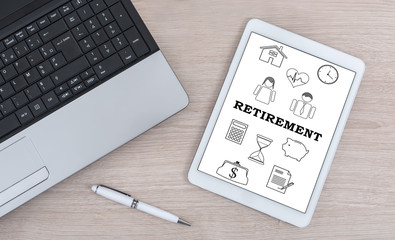 Retirement concept on a digital tablet