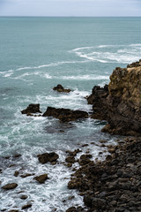 coastline of Taylors mistake walkway in New Zealand, New Zealand ocean beach, amazing natura of New Zealand, foggy weather in on the South Island of New Zealand