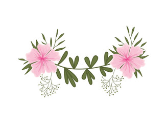 garland with flowers and leafs isolated icon