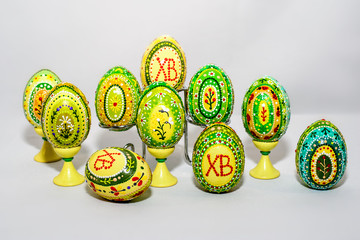 Easter eggs, hand-painted with acrylic paints