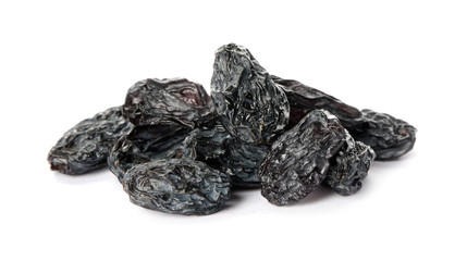 Tasty raisins on white background. Healthy dried fruit