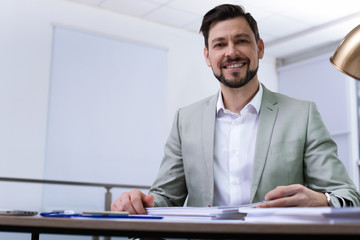 Fototapeta premium Businessman working with documents at table in office