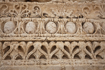 Decorative stone carving in ancient Palmyra, Syria