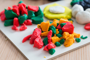 step by step making object with colorful dough for children's activity. play in school,nursery or kindergarten lesson plasticine concept.