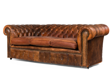 Brown leather chesterfield sofa couch original