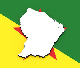 Obraz premium 3D map of French Guiana on the national flag