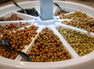 variety of olives black and olives to choose from in tanks