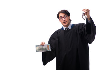 Young handsome judge isolated on white