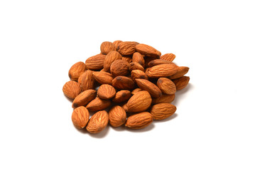 Almonds isolated on a white background,