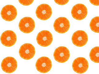 Tangerine slices on white
