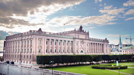 Obraz premium Swedish parliament building, Riksdag, Building of The Parliament House