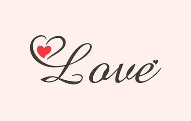 Signed for Valentine's day. Calligraphy love with symbol.